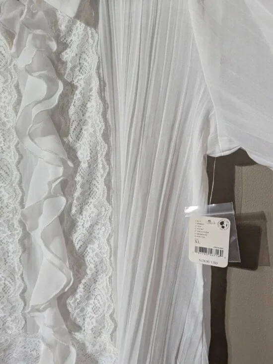 Free  People sheer white long sleeve blouse XL - Picture 7 of 12